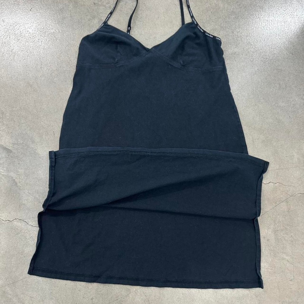 Calvin Klein Black Cotton Logo Strap Sleep Dress - Picture 6 of 8